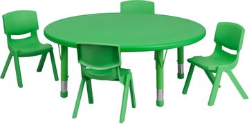 45'' Round Adjustable Green  Activity Table Set - YU-YCX-0053-2-ROUND-TBL-GREEN-E-GG