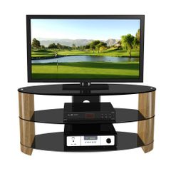 47" Flat Panel Plasma LCD HD TV Stand / Media Console Center in Black / Walnut - TVS-986-3