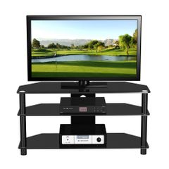 47" Flat Panel Plasma LCD HD TV Stand / Media Console Center in Glossy Black - TVS-973