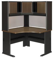 48" Corner Desk and Hutch Set - Series A Walnut Collection - Bush Office Furniture - WC25566-67
