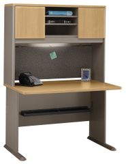 48" Desk and Hutch Set - Series A Light Oak Collection - Bush Office Furniture - WC64348-49