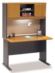 48" Desk and Hutch Set - Series A Natural Cherry Collection - Bush Office Furniture - WC57448-49