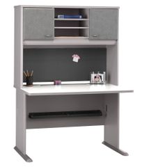 48" Desk and Hutch Set - Series A Pewter Collection - Bush Office Furniture - WC14548-49