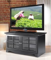 49 Inch TV Console with 2 Glass Doors in Black - Pinnacle - Nexera Furniture - 100406