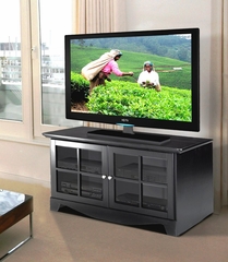 49 Inch TV Console with 2 Glass Doors in Black - Pinnacle - Nexera Furniture - 100406
