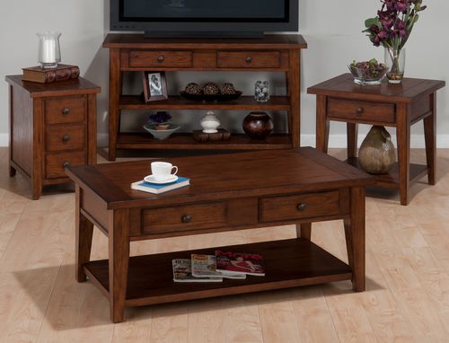 4PC Accent Table Set in Clay County Oak - 443-1