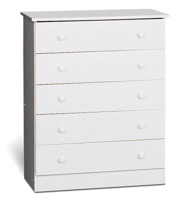 5 Drawer Chest in White - Prepac Furniture - WHD-3038-5
