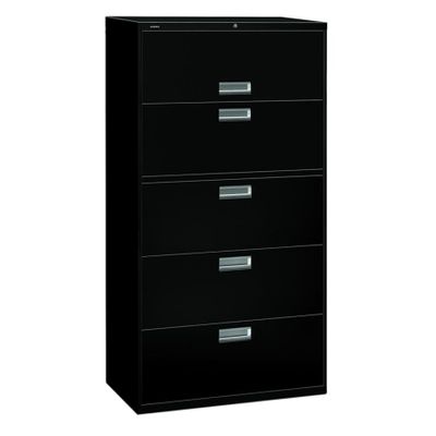 5 Drawer Locking Lateral File Cabinet in Black - HON685LP