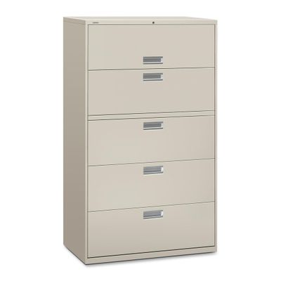 5 Drawer Locking Lateral File Cabinet in Light Gray - HON695LQ