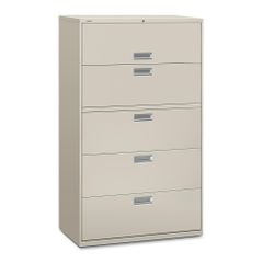 5 Drawer Locking Lateral File Cabinet in Light Gray - HON695LQ
