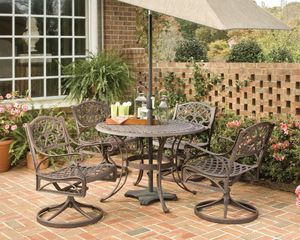 5-Piece 42 Inch Round Outdoor Dining Set in Rust Brown - Home Styles - 5555-305