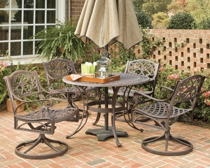 5-Piece 42 Inch Round Outdoor Dining Set in Rust Brown - Home Styles - 5555-305