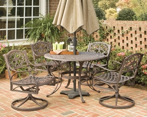5-Piece 42 Inch Round Outdoor Dining Set in Rust Brown - Home Styles - 5555-305