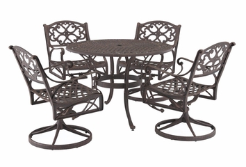 5-Piece 42 Inch Round Outdoor Dining Set in Rust Brown - Home Styles - 5555-305