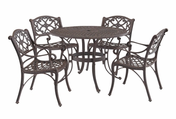 5-Piece 48 Inch Round Outdoor Dining Set in Rust Brown - Home Styles - 5555-328