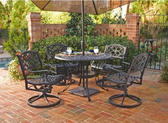 5-Piece 48 Inch Round Outdoor Dining Set in Black - Home Styles - 5554-325