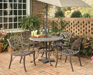 5-Piece 48 Inch Round Outdoor Dining Set in Rust Brown - Home Styles - 5555-328