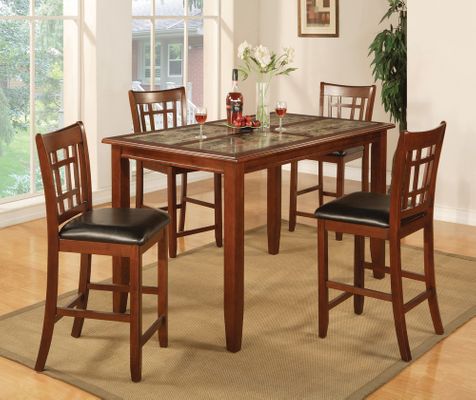 5-Piece Counter Height Table Set in Cherry - Coaster - 102188-9-DSET