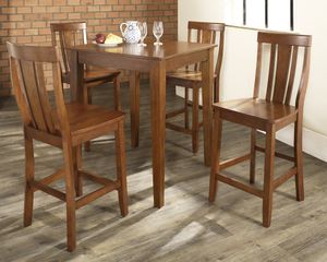 5-Piece Pub Dining Set with Tapered Leg and Shield Back Stools in Classic Cherry Finish - Crosley Furniture - KD520006CH