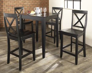 5-Piece Pub Dining Set with Tapered Leg and X-Back Stools in Black Finish - Crosley Furniture - KD520005BK