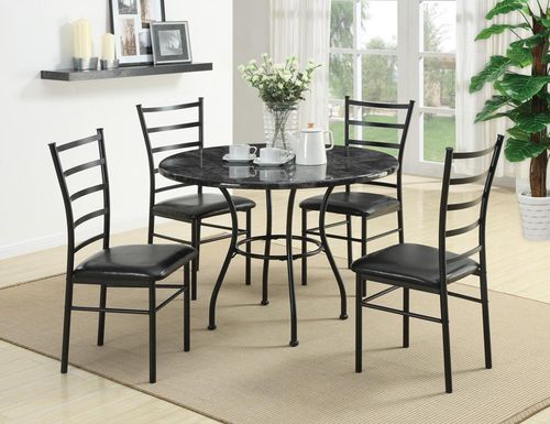 5 Piece Round Dining Set with 4 Side Chairs in Black - 150113