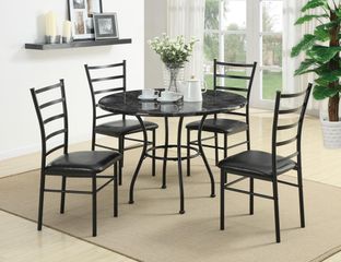 5 Piece Round Dining Set with 4 Side Chairs in Black - 150113