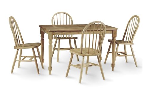 5-Piece Set - Table with 4 Windsor High Spindleback Chairs in Natural - K01-3048-C212-4