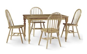 5-Piece Set - Table with 4 Windsor High Spindleback Chairs in Natural - K01-3048-C212-4