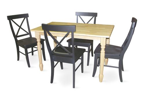 5-Piece Set - Table with 4 X-Back Chairs in Natural / Black - K01-3048-C613-4