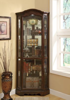 5 Shelf Corner Curio Cabinet with Shaped Crown - 950175
