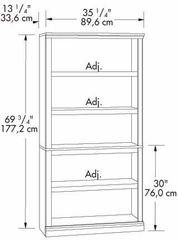 5 Shelf Split Bookcase Oiled Oak - Sauder Furniture - 410367