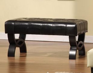 5012 Central Park 24" Tufted Ottoman in Black Leather - Armen Living - LC5012BEBCBL24