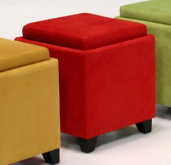 530 Micro Fiber Storage Ottoman in Red - Armen Living - LC530OTMFRE