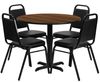 5PC 36'' Round Walnut Table and 4 Trapezoidal Back Banquet Chairs - HDBF1004-GG