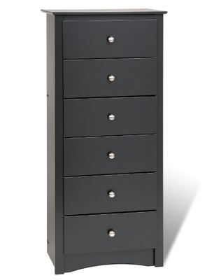 6 Drawer Lingerie Chest in Black - Sonoma Collection - Prepac Furniture - BDC-2354