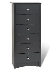 6 Drawer Lingerie Chest in Black - Sonoma Collection - Prepac Furniture - BDC-2354