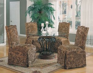 6-Piece Dining Set in Terracotta / Green Floral - Coaster