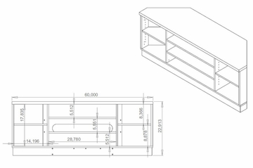 60" Contemporary TV Entertainment Corner Console for Plasma/LCD Installations - FT60CCC