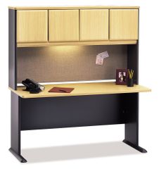 60" Desk and Hutch Set - Series A Beech Collection - Bush Office Furniture - WC14360-61