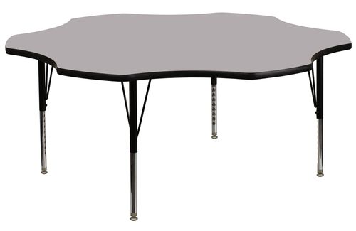 60'' Flower Shaped Activity Table with Grey Laminate Top - Pre-School Legs - XU-A60-FLR-GY-T-P-GG