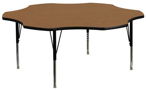 60'' Flower Shaped Activity Table with Oak Laminate Top - Pre-School Legs - XU-A60-FLR-OAK-T-P-GG
