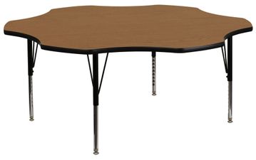 60'' Flower Shaped Activity Table with Oak Laminate Top - Pre-School Legs - XU-A60-FLR-OAK-T-P-GG
