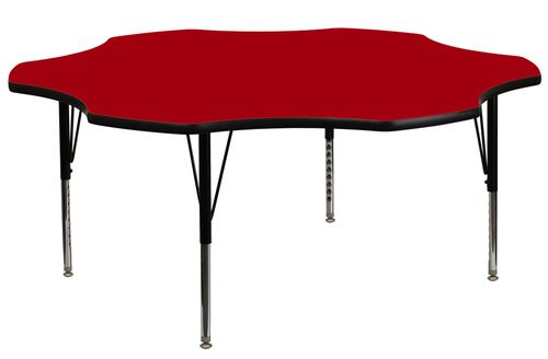 60'' Flower Shaped Activity Table with Red Laminate Top - Pre-School Legs - XU-A60-FLR-RED-T-P-GG