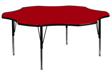 60'' Flower Shaped Activity Table with Red Laminate Top - Pre-School Legs - XU-A60-FLR-RED-T-P-GG