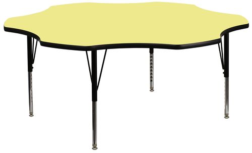 60'' Flower Shaped Activity Table with Yellow Laminate Top - Pre-School Legs - XU-A60-FLR-YEL-T-P-GG