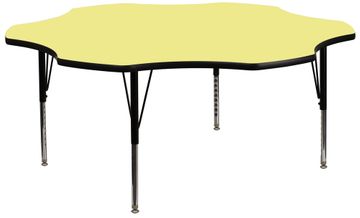60'' Flower Shaped Activity Table with Yellow Laminate Top - Pre-School Legs - XU-A60-FLR-YEL-T-P-GG