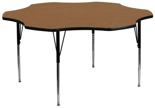 60'' Flower Shaped Standard Height Activity Table with Oak Laminate Top - XU-A60-FLR-OAK-T-A-GG
