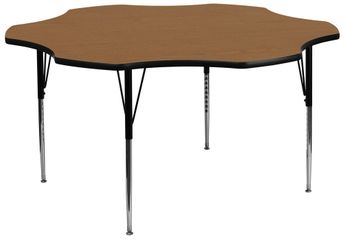 60'' Flower Shaped Standard Height Activity Table with Oak Laminate Top - XU-A60-FLR-OAK-T-A-GG