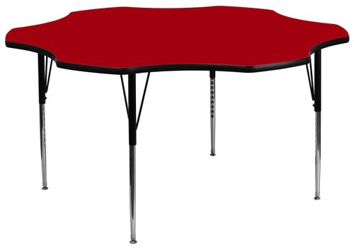 60'' Flower Shaped Standard Height Activity Table with Red Laminate Top - XU-A60-FLR-RED-T-A-GG