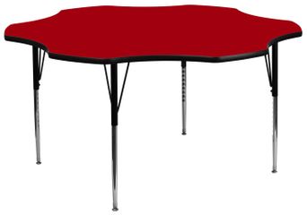 60'' Flower Shaped Standard Height Activity Table with Red Laminate Top - XU-A60-FLR-RED-T-A-GG